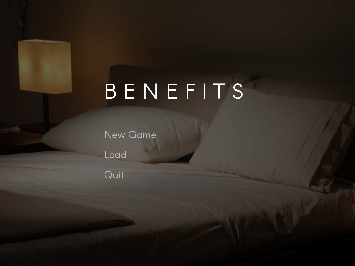 Benefits (Visual Novel) title screen